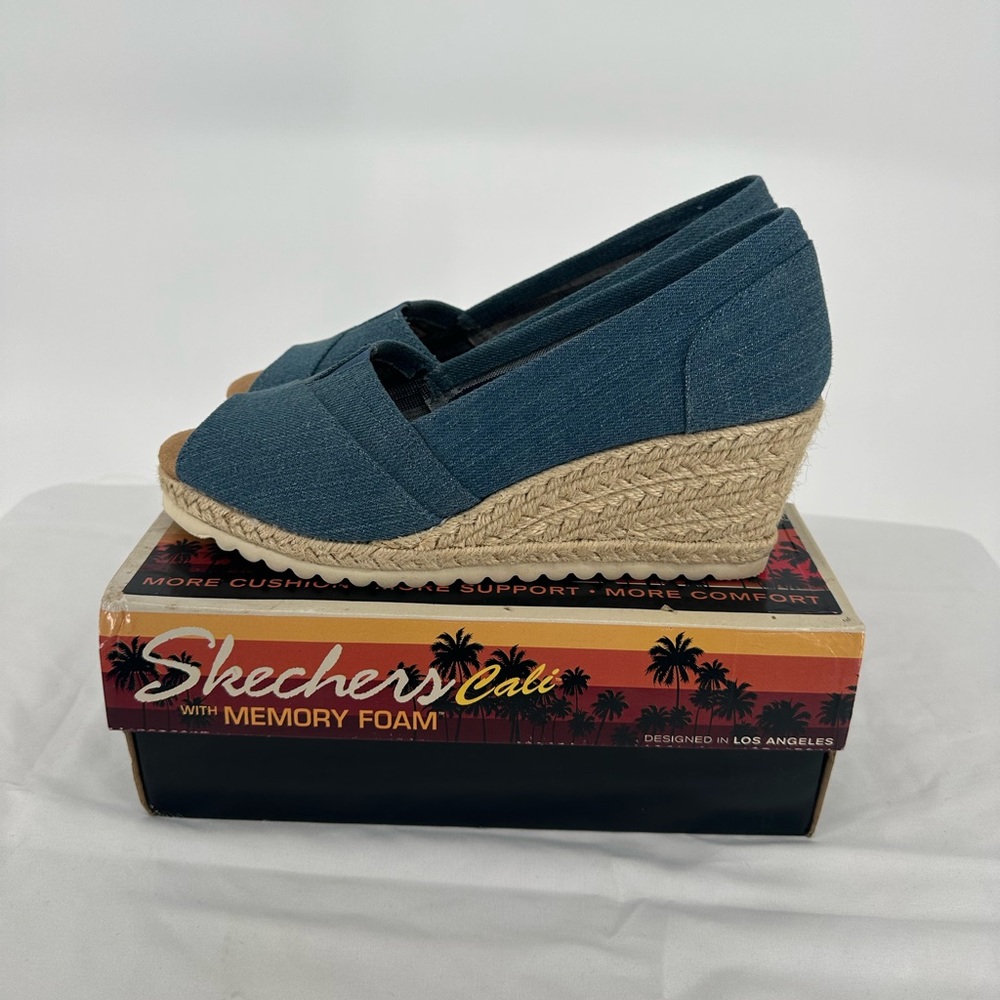 Skechers Cali Denim Wedge Shoes